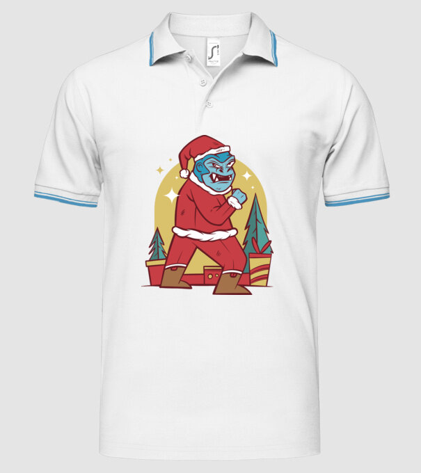 Gorila Santa model alb pe tricou