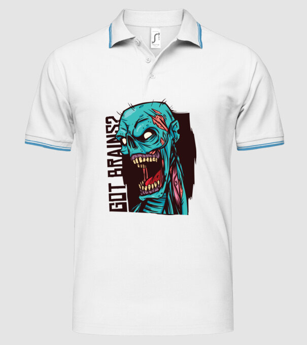 Got Brains? Cap Zombie model alb pe tricou