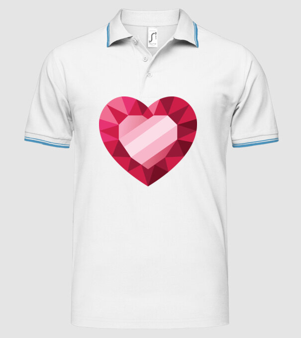 Inimă diamant model alb pe tricou