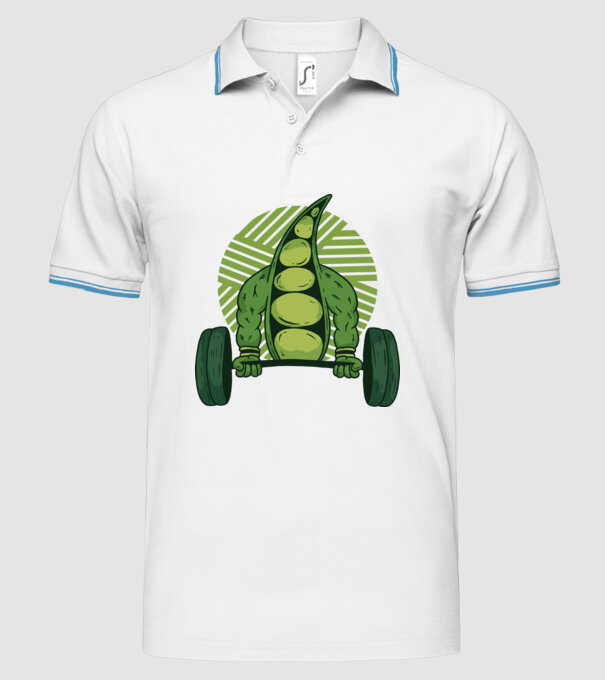 Mazăre musculoasă model alb pe tricou
