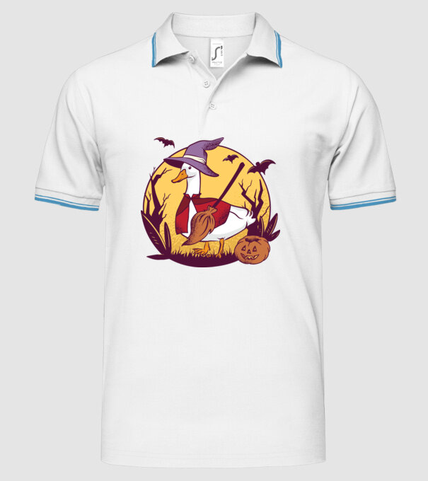 Gâscă Halloween model alb pe tricou