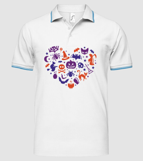 Inimă Halloween model alb pe tricou