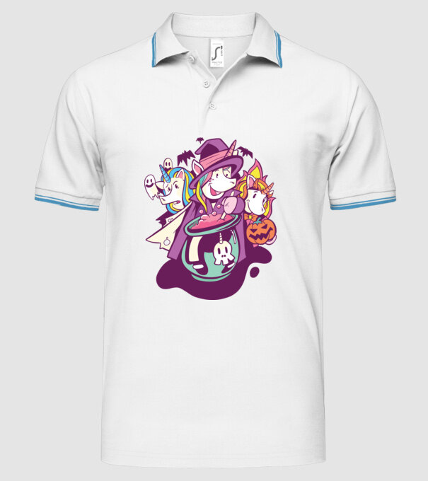 Unicorni Halloween model alb pe tricou