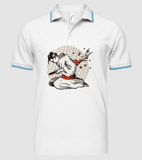 Samurai Harakiri model alb pe tricou