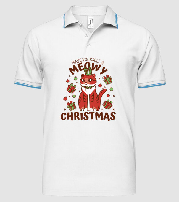 Have yourself a Meowy Christmas - Cicás Karácsony model alb pe tricou