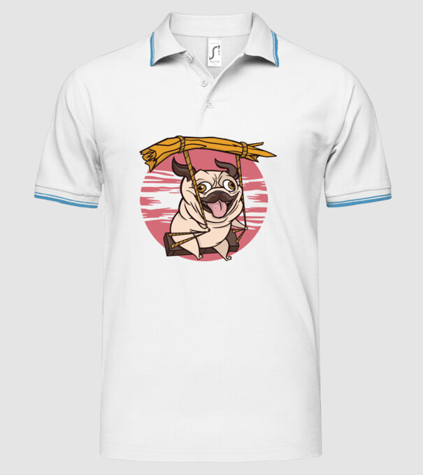 Mops cu leagăn model alb pe tricou