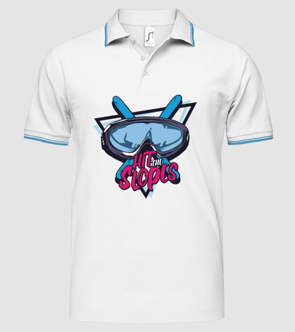 Hit the Slopes - tricou schi model alb pe tricou