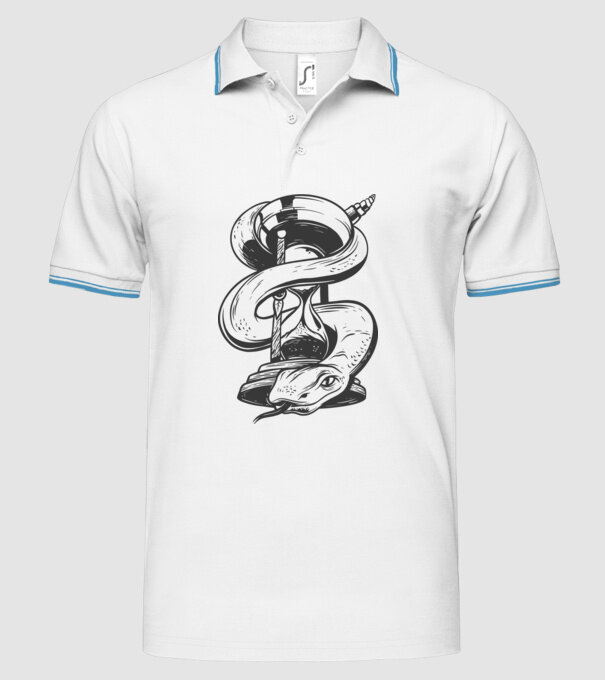 Șarpe clepsidră model alb pe tricou