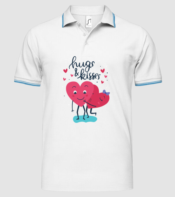 'Hugs and Kisses Tricou drăguț pentru Valentine''s Day' model alb pe tricou