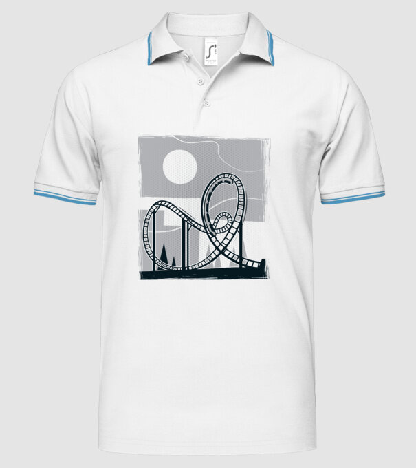 Roller coaster model alb pe tricou