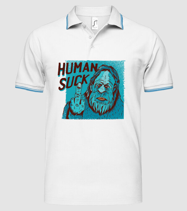 Human Suck - Yeti spune tricou amuzant antisocial model alb pe tricou