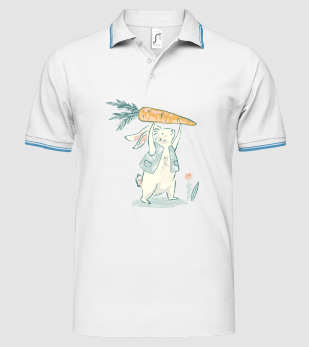 Iepuraș de Paște cu morcov model alb pe tricou