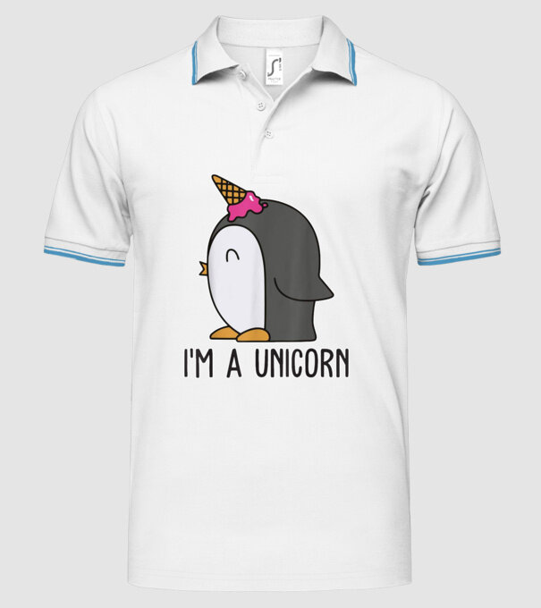 'I''m a unicorn - penguin' model alb pe tricou