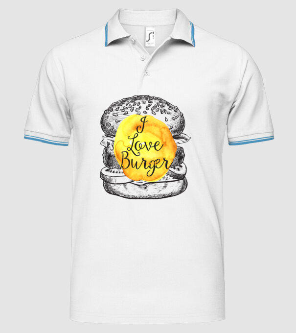 I love burger model alb pe tricou