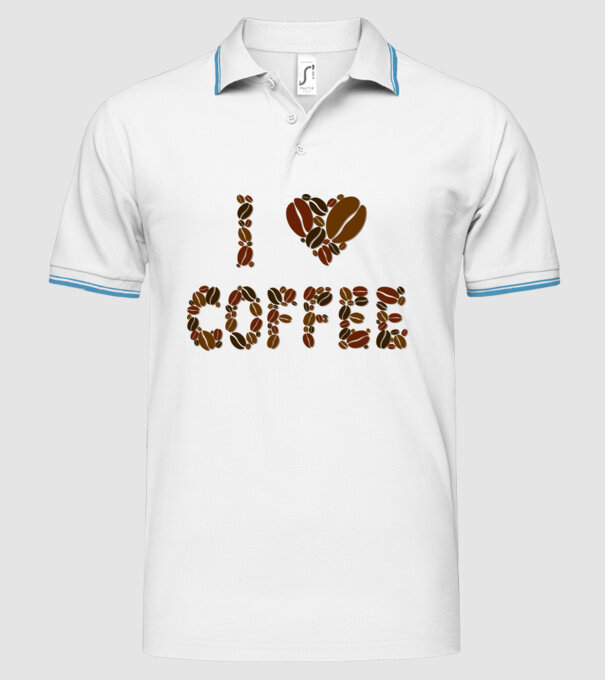 I Love Coffee model alb pe tricou