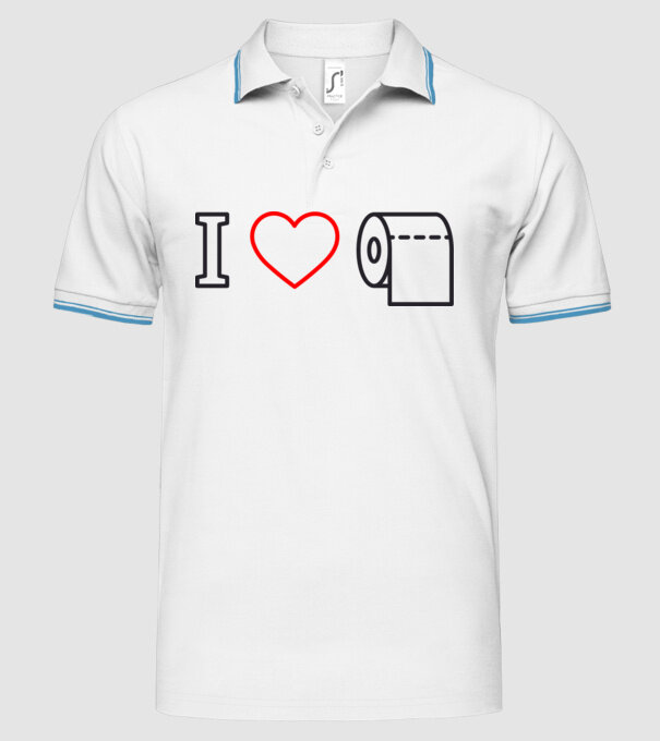 I love hârtie igienică model alb pe tricou