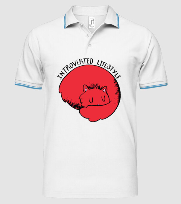 Pisică Introvertită model alb pe tricou