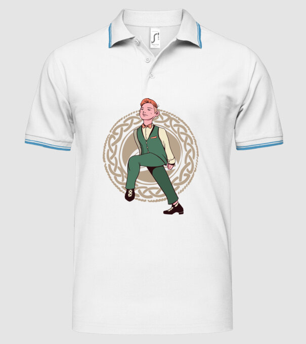 Bărbat Dansator irlandez model alb pe tricou