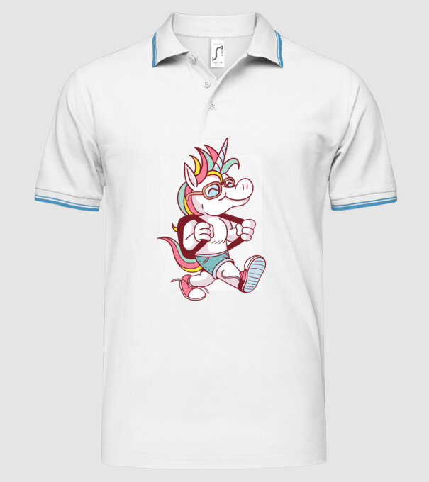 Unicorn școlar model alb pe tricou