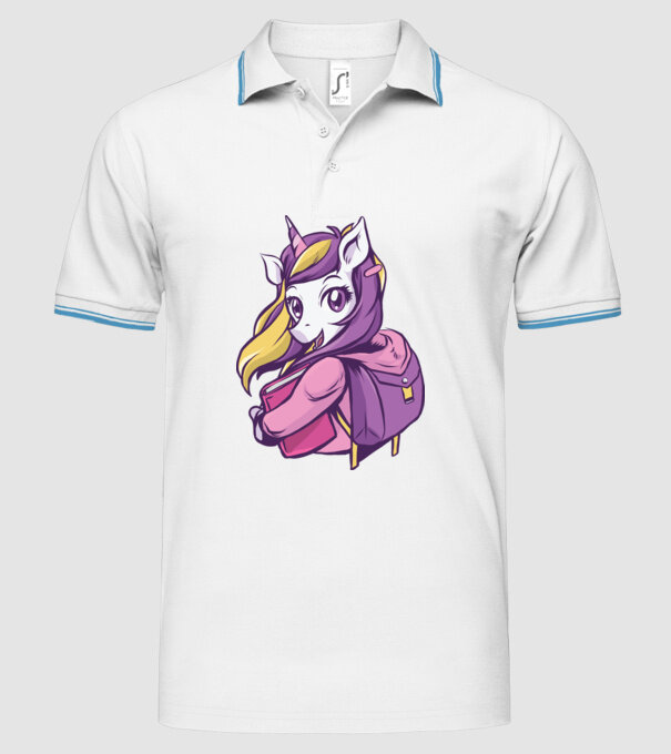 Școlăriță Unicorn model alb pe tricou