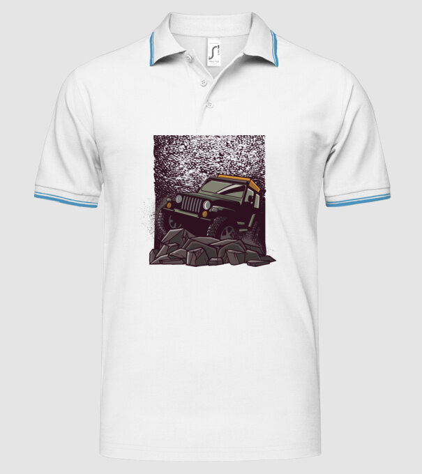 Jeep Offroad model alb pe tricou
