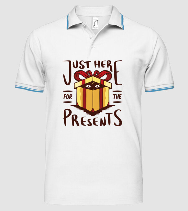 Just here for the presents tricou de Crăciun model alb pe tricou