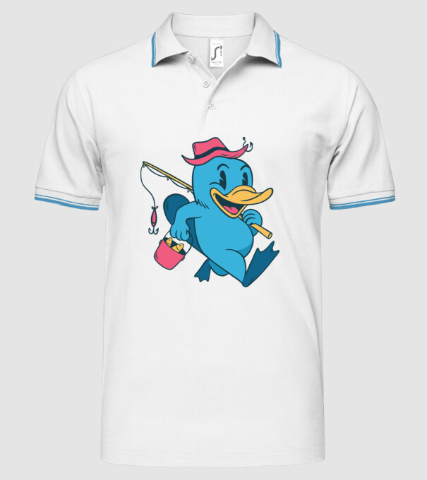 Pescar ornitorinc model alb pe tricou