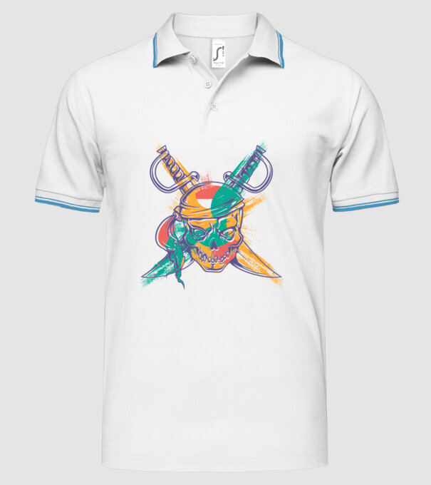 Craniu de pirat model alb pe tricou