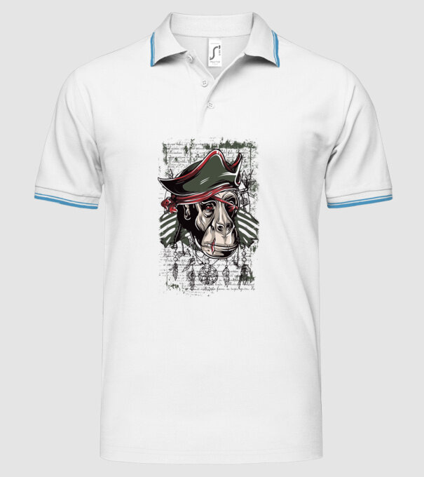 Maimuță Pirat model alb pe tricou