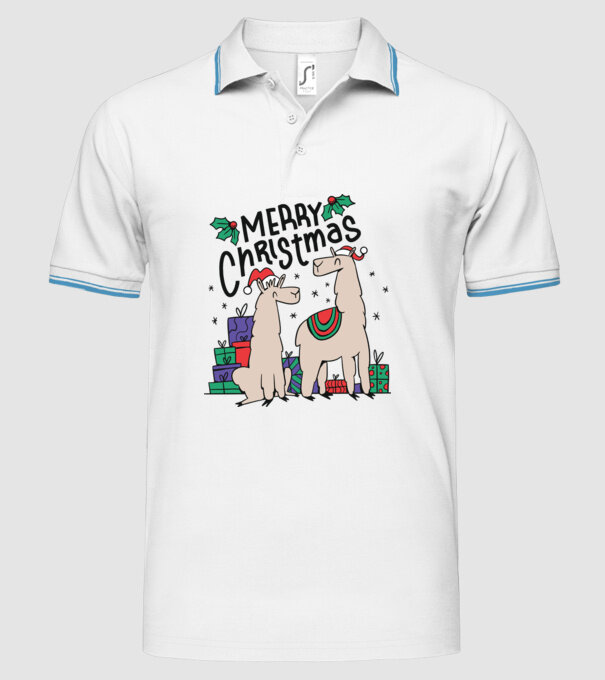 Alpaca de Crăciun model alb pe tricou
