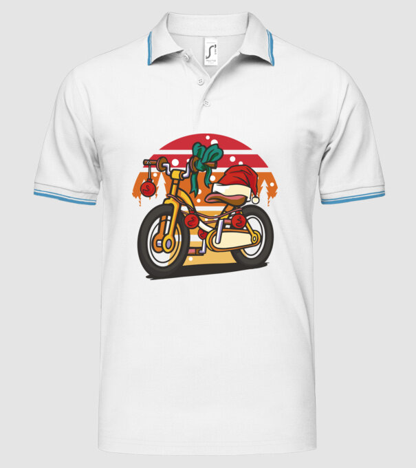 Bicicletă de Crăciun model alb pe tricou