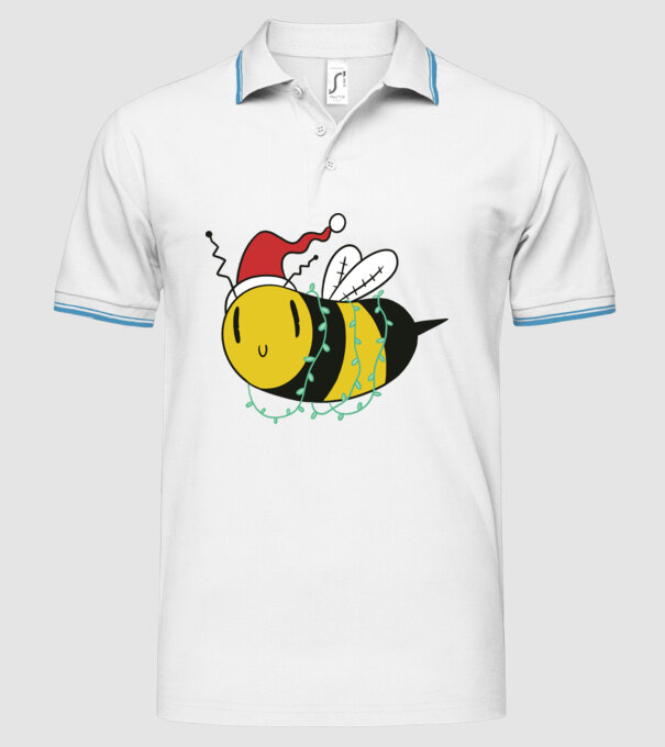 Albină de Crăciun model alb pe tricou