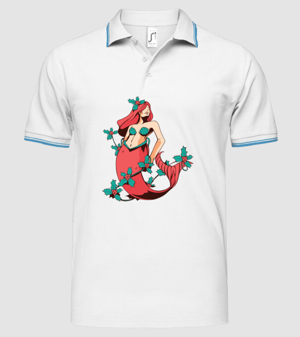 Sirenă de Crăciun model alb pe tricou