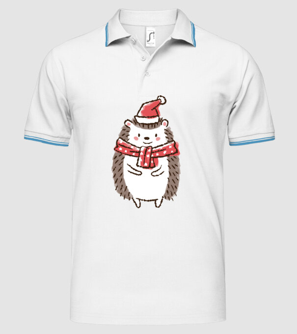 Arici de Crăciun model alb pe tricou