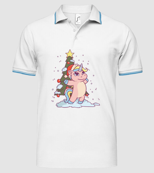 Unicorn de Crăciun model alb pe tricou