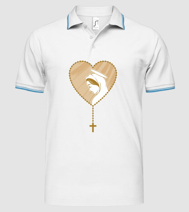 Cruce rozariu catolic model alb pe tricou
