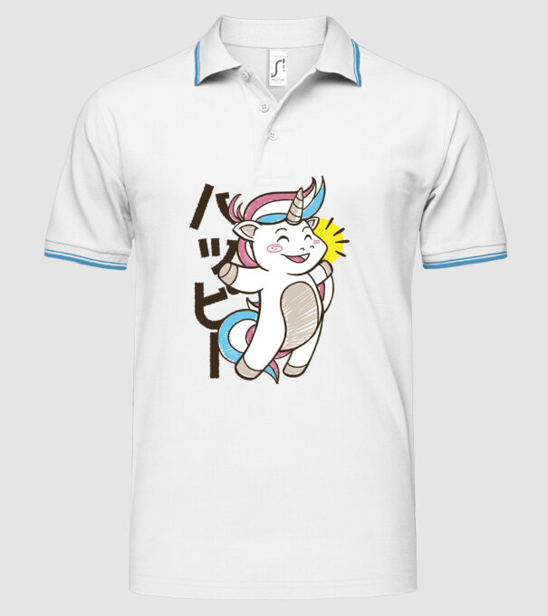 Kawaii unicorn model alb pe tricou