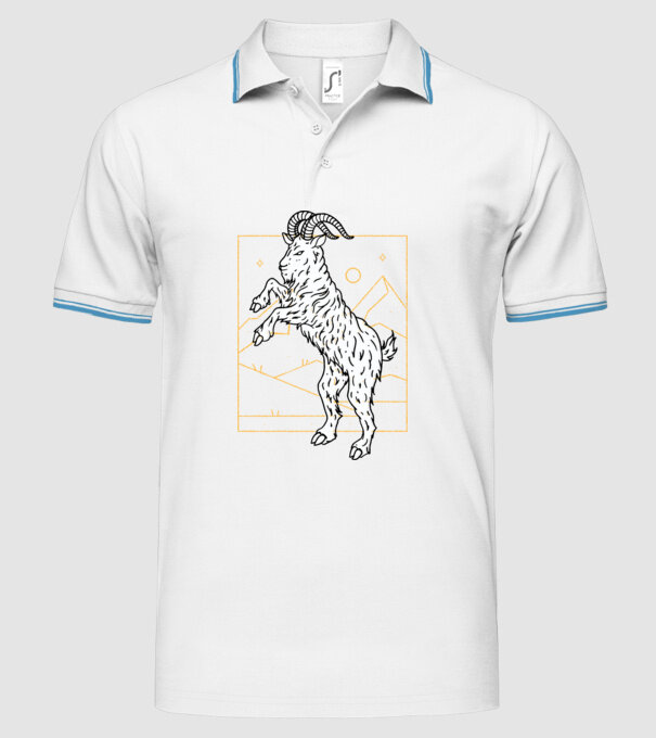 Capră model alb pe tricou