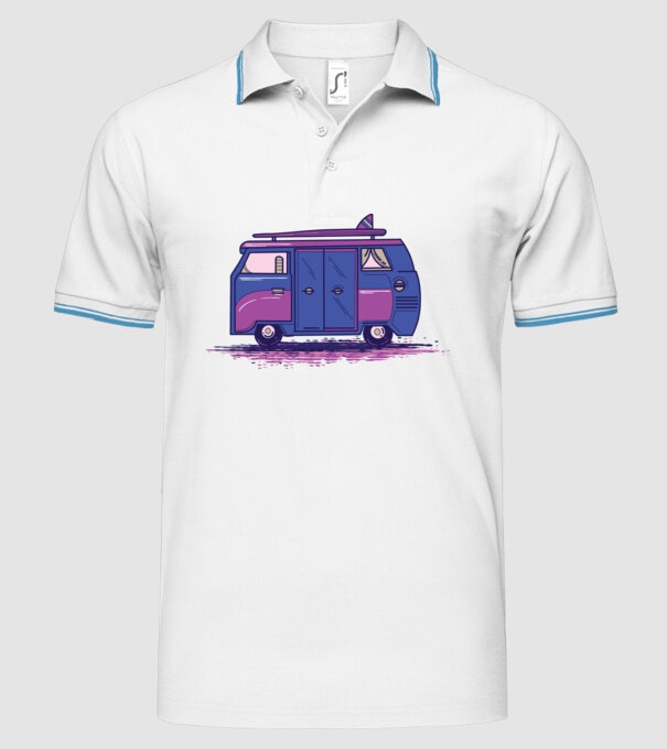 Mașină de camping model alb pe tricou