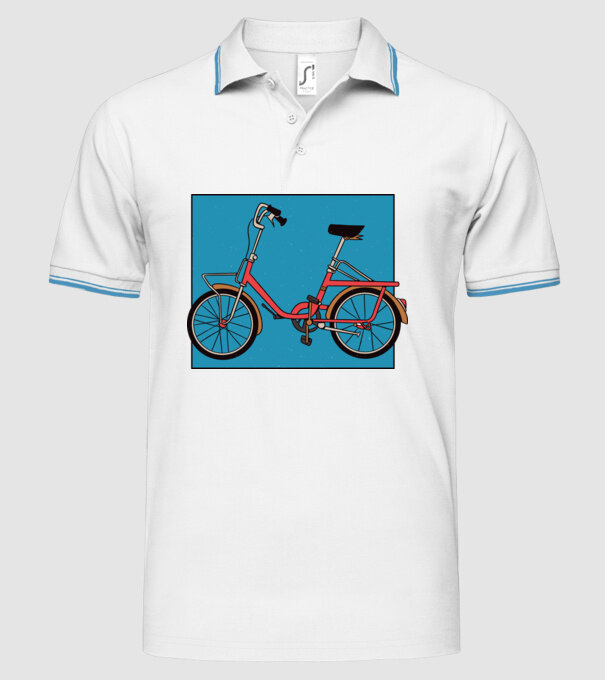 Bicicletă Camping model alb pe tricou