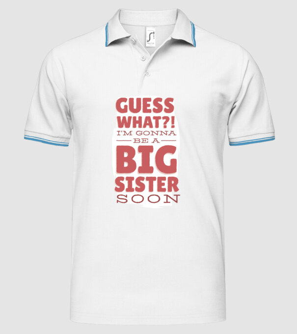 În curând voi fi sora mai mare model alb pe tricou