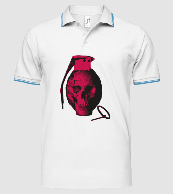 Grenadă de mână Craniu model alb pe tricou