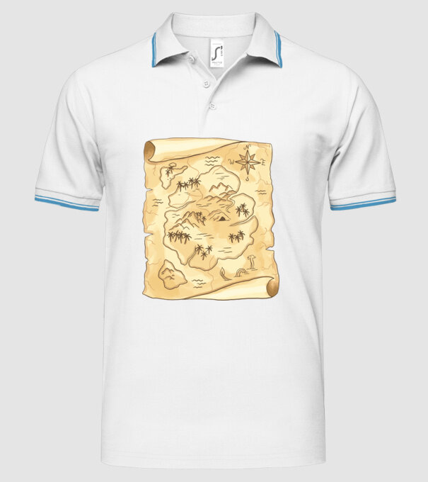 Hartă cu comori model alb pe tricou