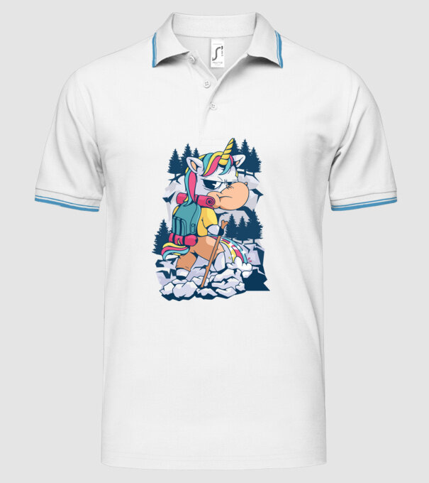 Unicorn excursionist pipi model alb pe tricou