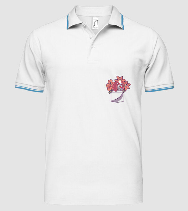 Cățeluș în buzunar model alb pe tricou