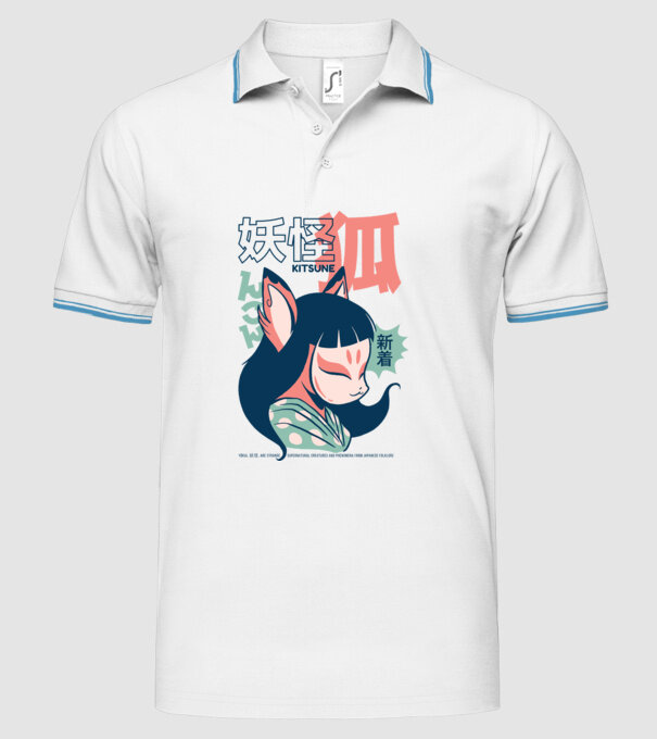 Kitsune Yokai Anime model alb pe tricou