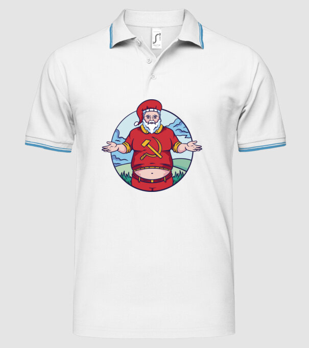 Moș Crăciun comunist model alb pe tricou