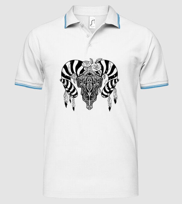 Craniu Tribal model alb pe tricou
