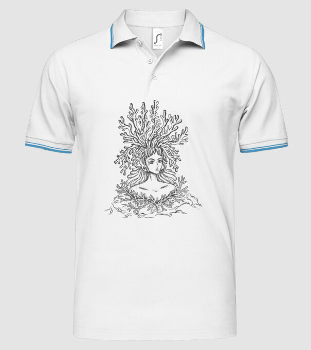 Cap de femeie Coral model alb pe tricou