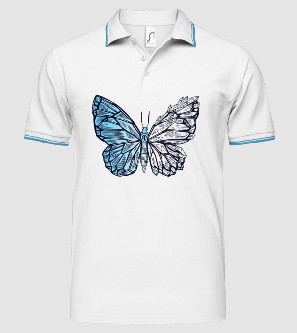Fluture cristal model alb pe tricou